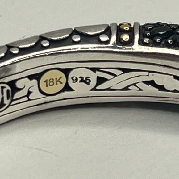 John Hardy cuff Bracelet w/2-10mm black Tahitian pearls & sapphire, 18K & 925. - Picture 3 of 6